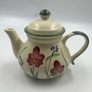 Laurentienne Canada Th-02 Teapot Cream Sugar Cover Plate With Flowers